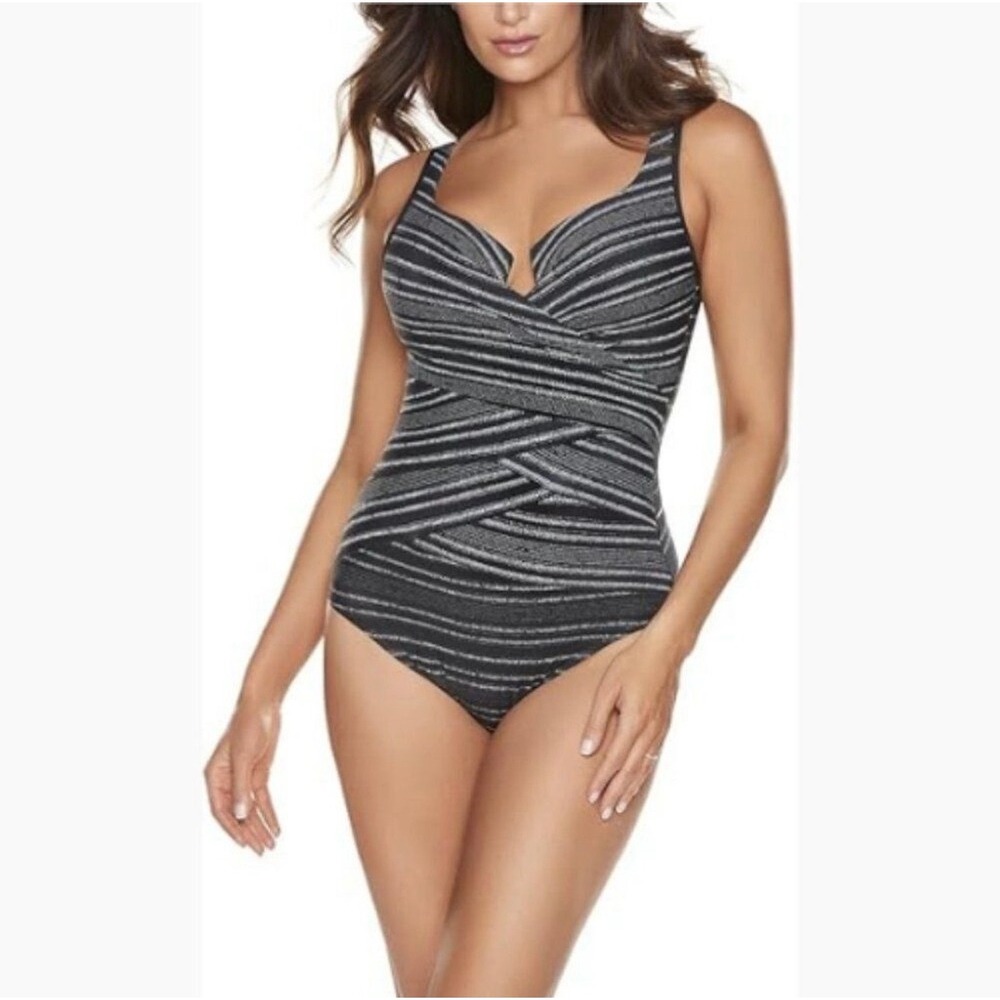 Miraclesuit Layered Escape Tummy Control Underwire Bra One Piece Size‎ 10 NWT